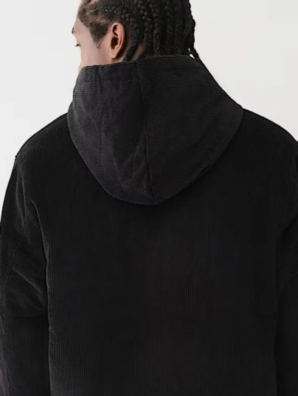 True Religion Black Horseshoe Med Ribbed Corduroy Hooded Zip Jacket XL NWT